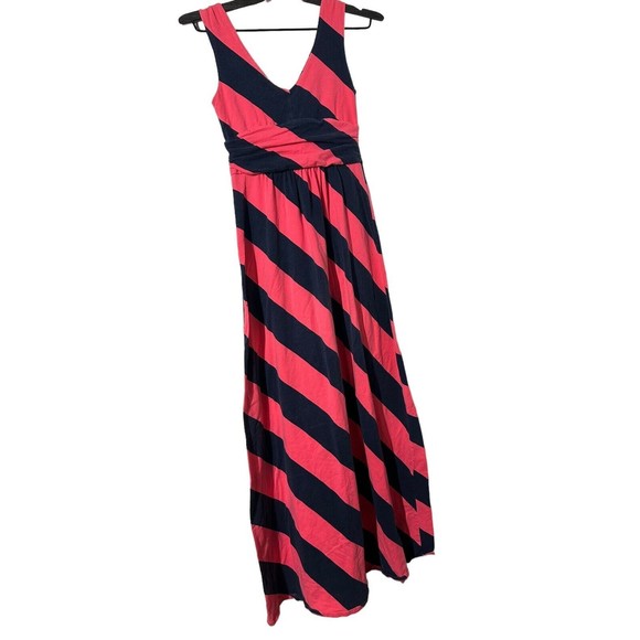 Lilly Pulitzer Maxi Dress Striped Coastal‎ Nautical Pink Navy Blue Size XS. - Picture 2 of 11